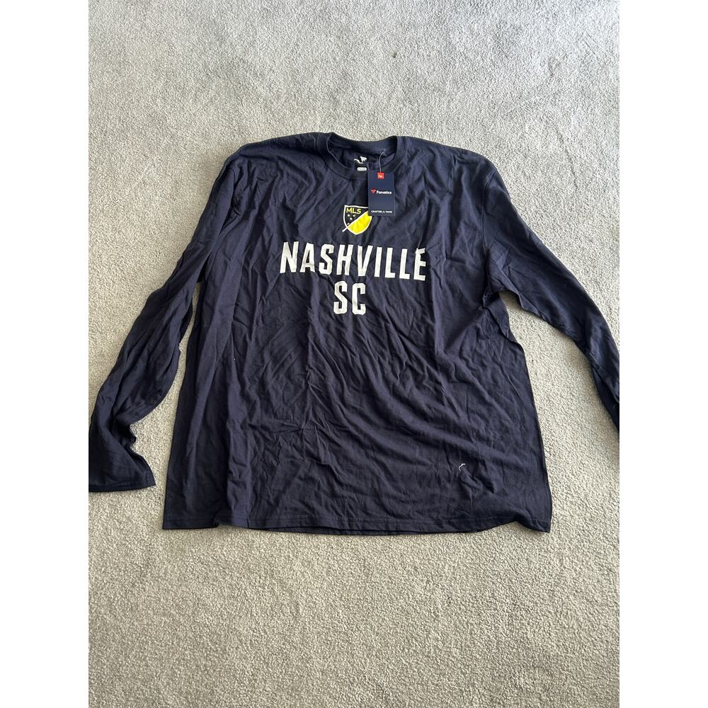 Men's Navy Nashville SC Shielded Logo Long Sleeve T-Shirt - NWT